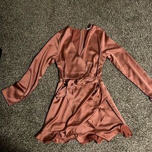 Altard State Blush Long Sleeve Satin Romper